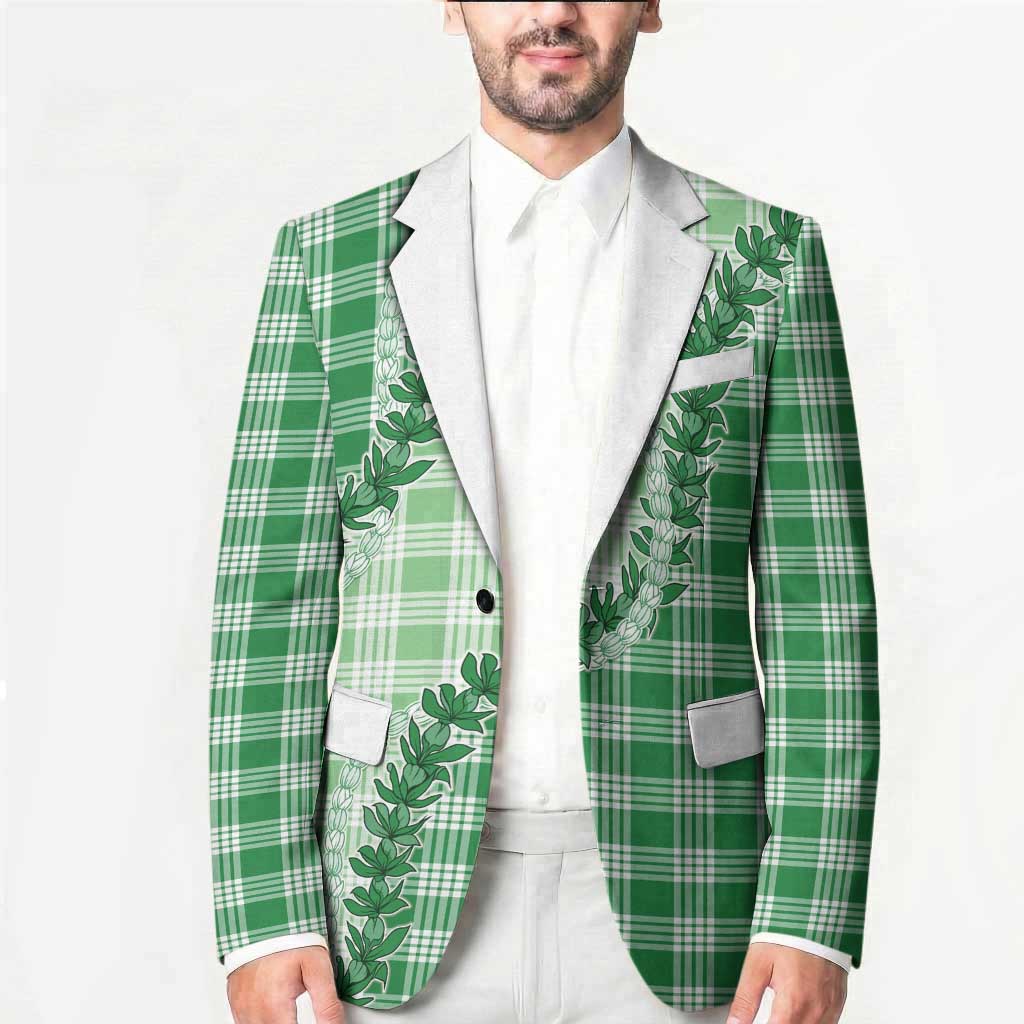 Green Hawaii Palaka Blazer Hawaiian Pikake Lei LT05 - Polynesian Pride