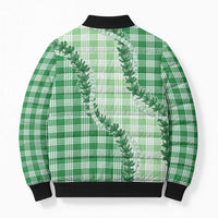 Green Hawaii Palaka Bomber Puffer Jacket Hawaiian Pikake Lei LT05 - Polynesian Pride