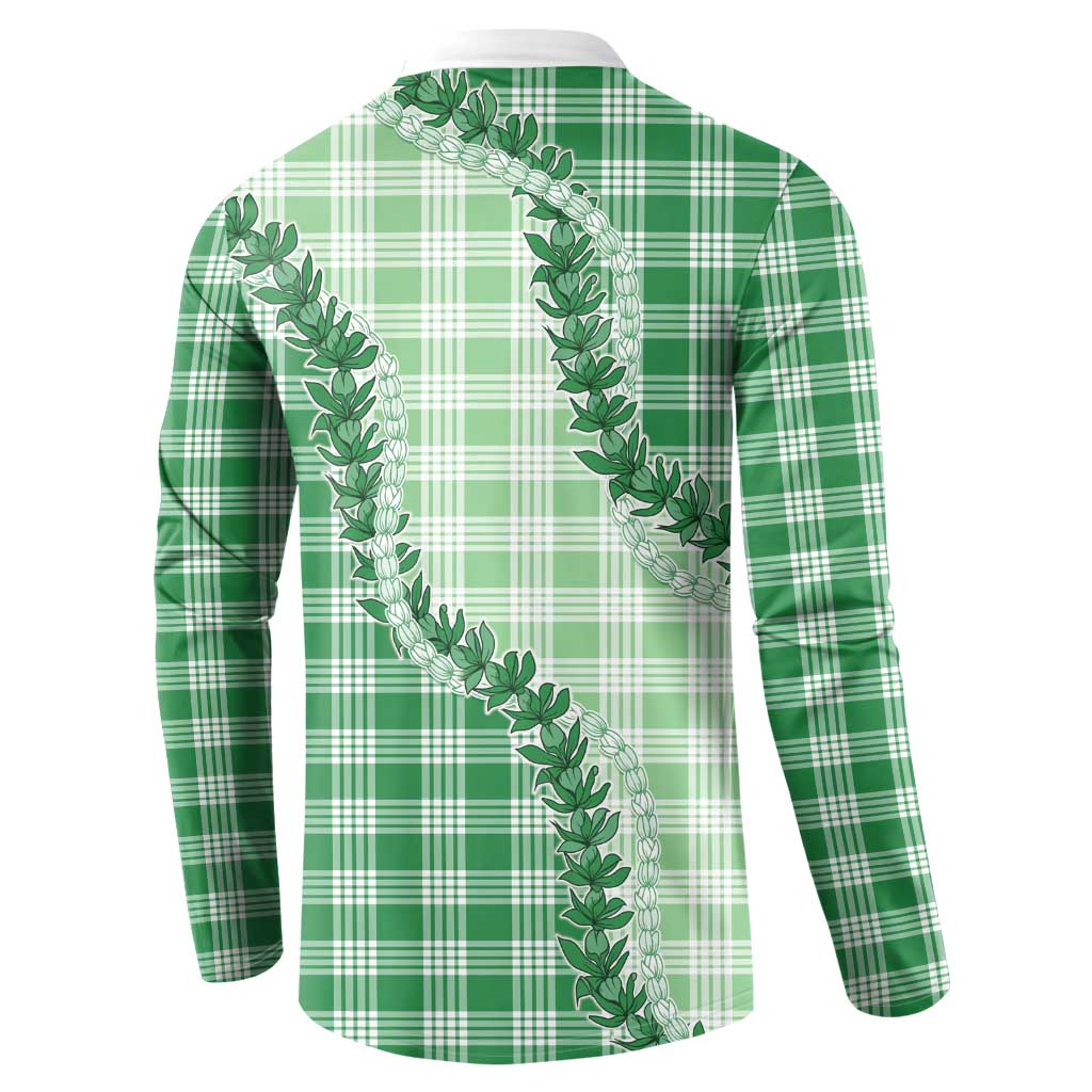 Green Hawaii Palaka Button Sweatshirt Hawaiian Pikake Lei LT05 - Polynesian Pride