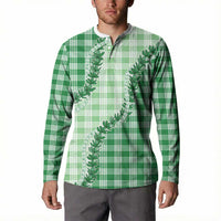 Green Hawaii Palaka Button Sweatshirt Hawaiian Pikake Lei LT05 - Polynesian Pride