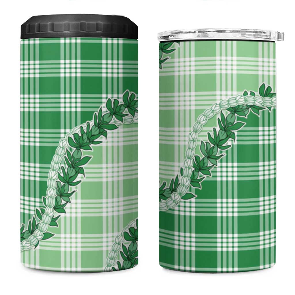 Green Hawaii Palaka 4 in 1 Can Cooler Tumbler Hawaiian Pikake Lei