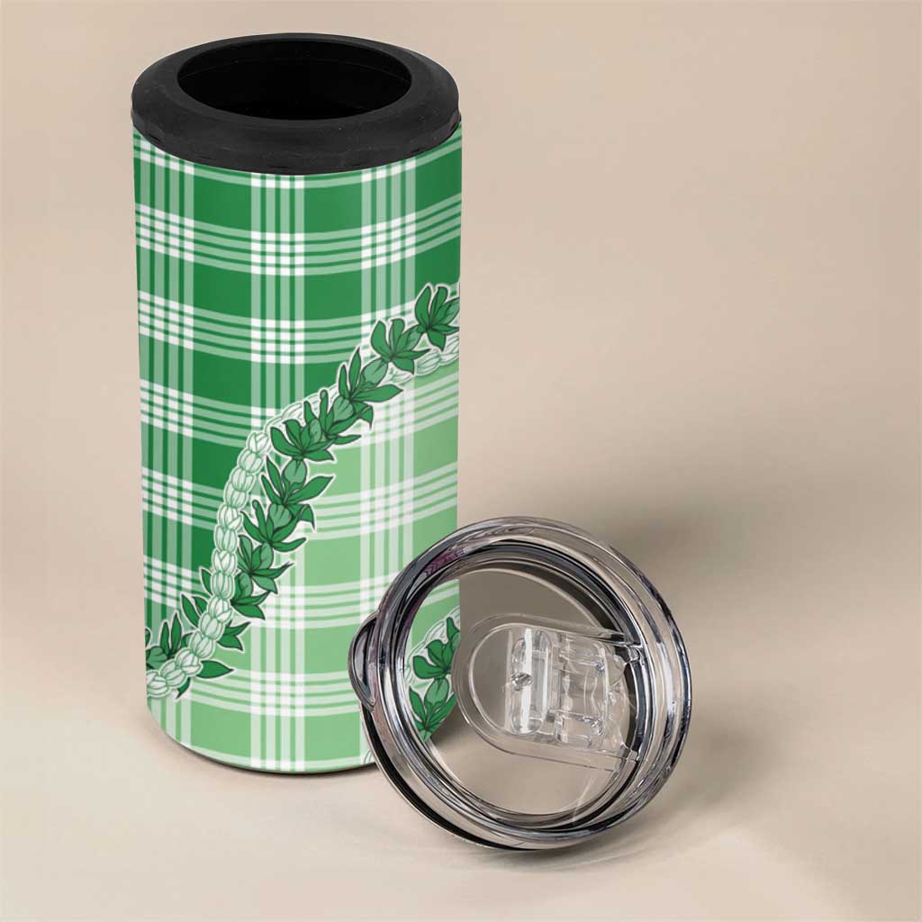 Green Hawaii Palaka 4 in 1 Can Cooler Tumbler Hawaiian Pikake Lei