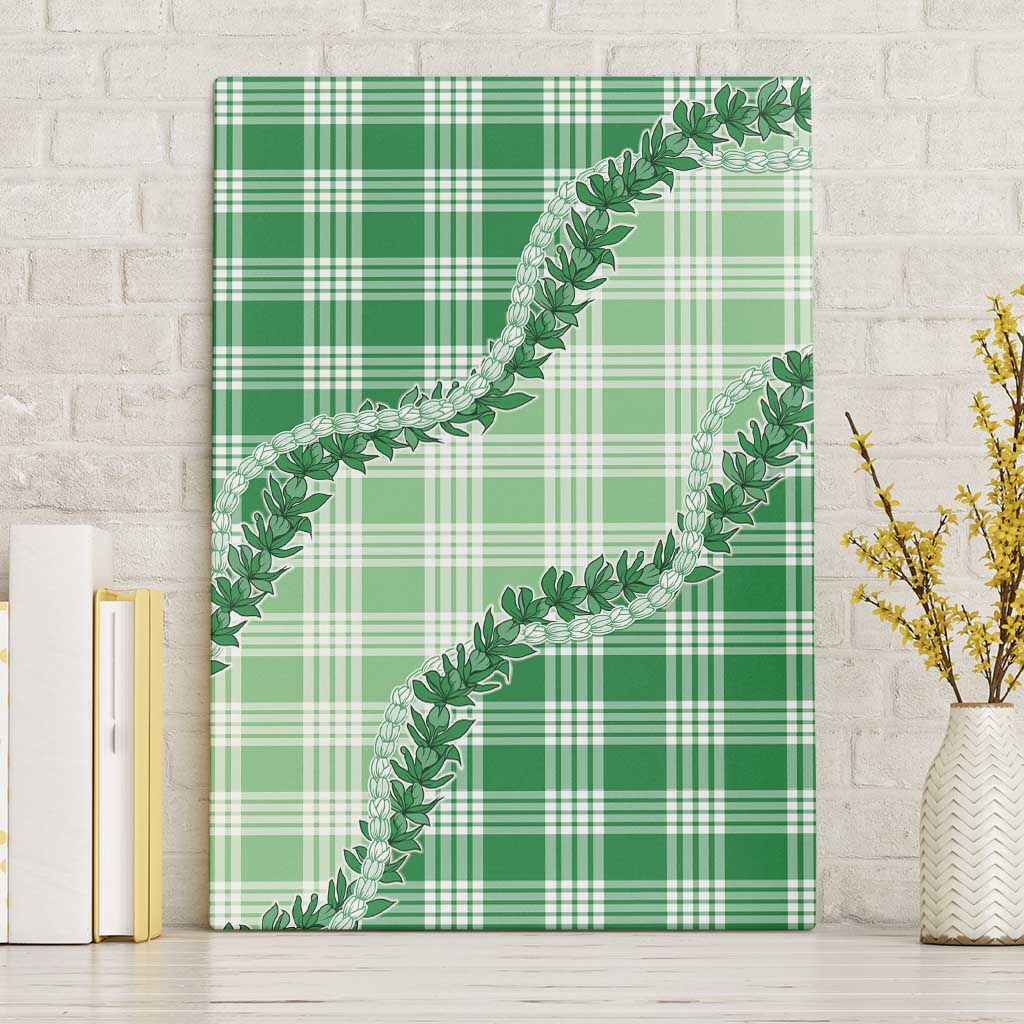 Green Hawaii Palaka Canvas Wall Art Hawaiian Pikake Lei LT05 Without Frame Green - Polynesian Pride