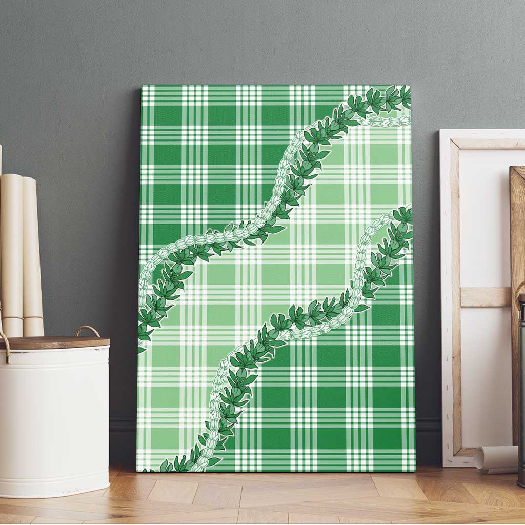 Green Hawaii Palaka Canvas Wall Art Hawaiian Pikake Lei LT05 - Polynesian Pride