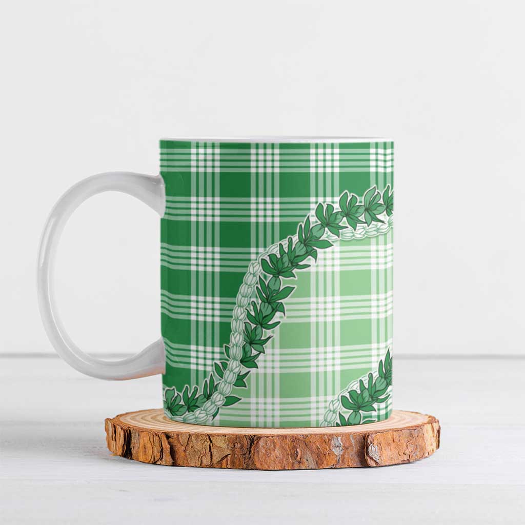 Green Hawaii Palaka Ceramic Mug Hawaiian Pikake Lei LT05 Green - Polynesian Pride