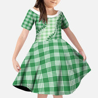 Green Hawaii Palaka Family Matching Mermaid Dress and Hawaiian Shirt Hawaiian Pikake Lei