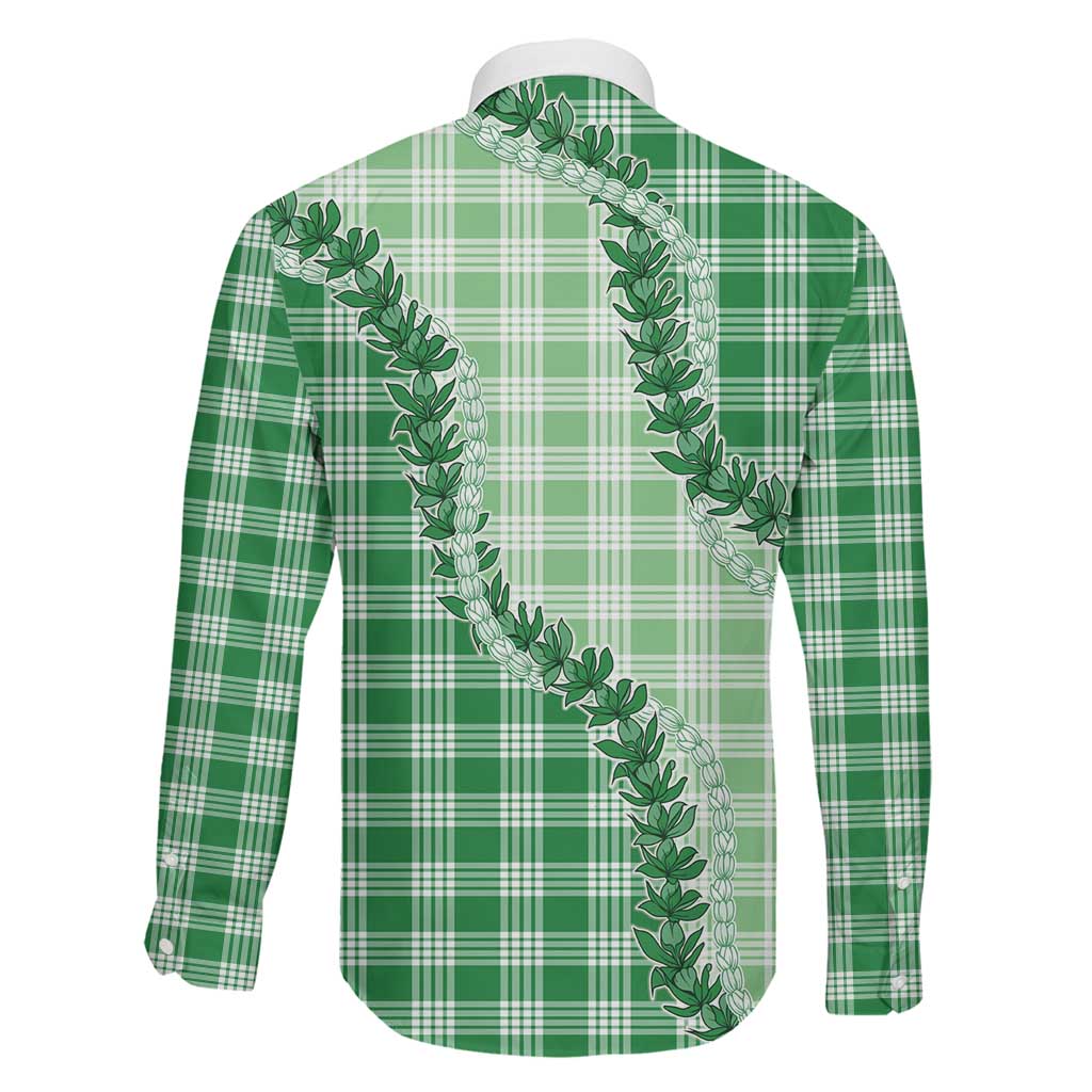 Green Hawaii Palaka Family Matching Mermaid Dress and Hawaiian Shirt Hawaiian Pikake Lei