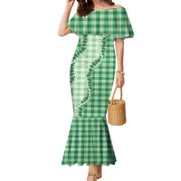 Green Hawaii Palaka Family Matching Mermaid Dress and Hawaiian Shirt Hawaiian Pikake Lei