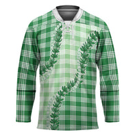 Green Hawaii Palaka Hockey Jersey Hawaiian Pikake Lei LT05 Unisex Green - Polynesian Pride