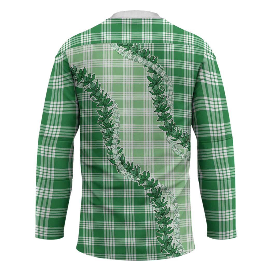 Green Hawaii Palaka Hockey Jersey Hawaiian Pikake Lei LT05 - Polynesian Pride