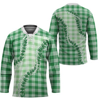 Green Hawaii Palaka Hockey Jersey Hawaiian Pikake Lei LT05 - Polynesian Pride