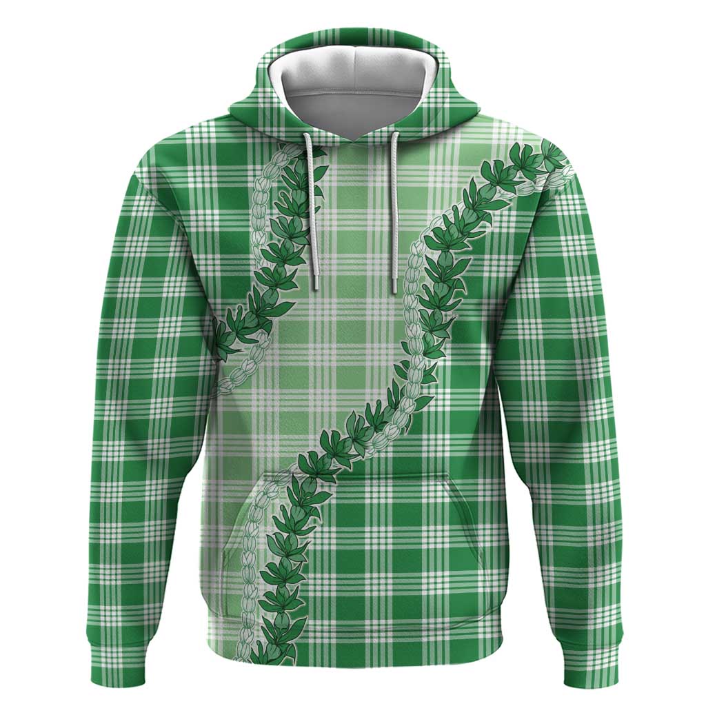 Green Hawaii Palaka Hoodie Hawaiian Pikake Lei