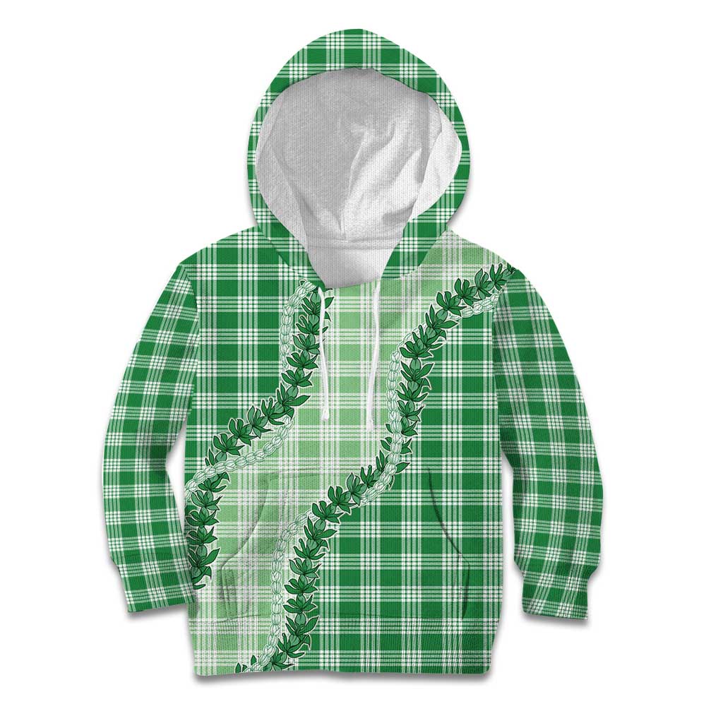Green Hawaii Palaka Kid Hoodie Hawaiian Pikake Lei LT05 Hoodie Green - Polynesian Pride