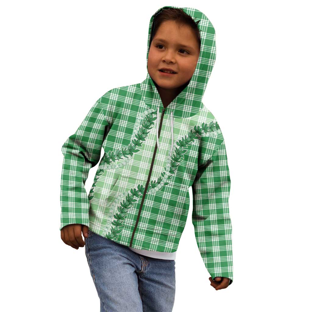 Green Hawaii Palaka Kid Hoodie Hawaiian Pikake Lei LT05 - Polynesian Pride