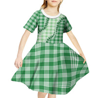 Green Hawaii Palaka Kid Short Sleeve Dress Hawaiian Pikake Lei LT05 - Polynesian Pride