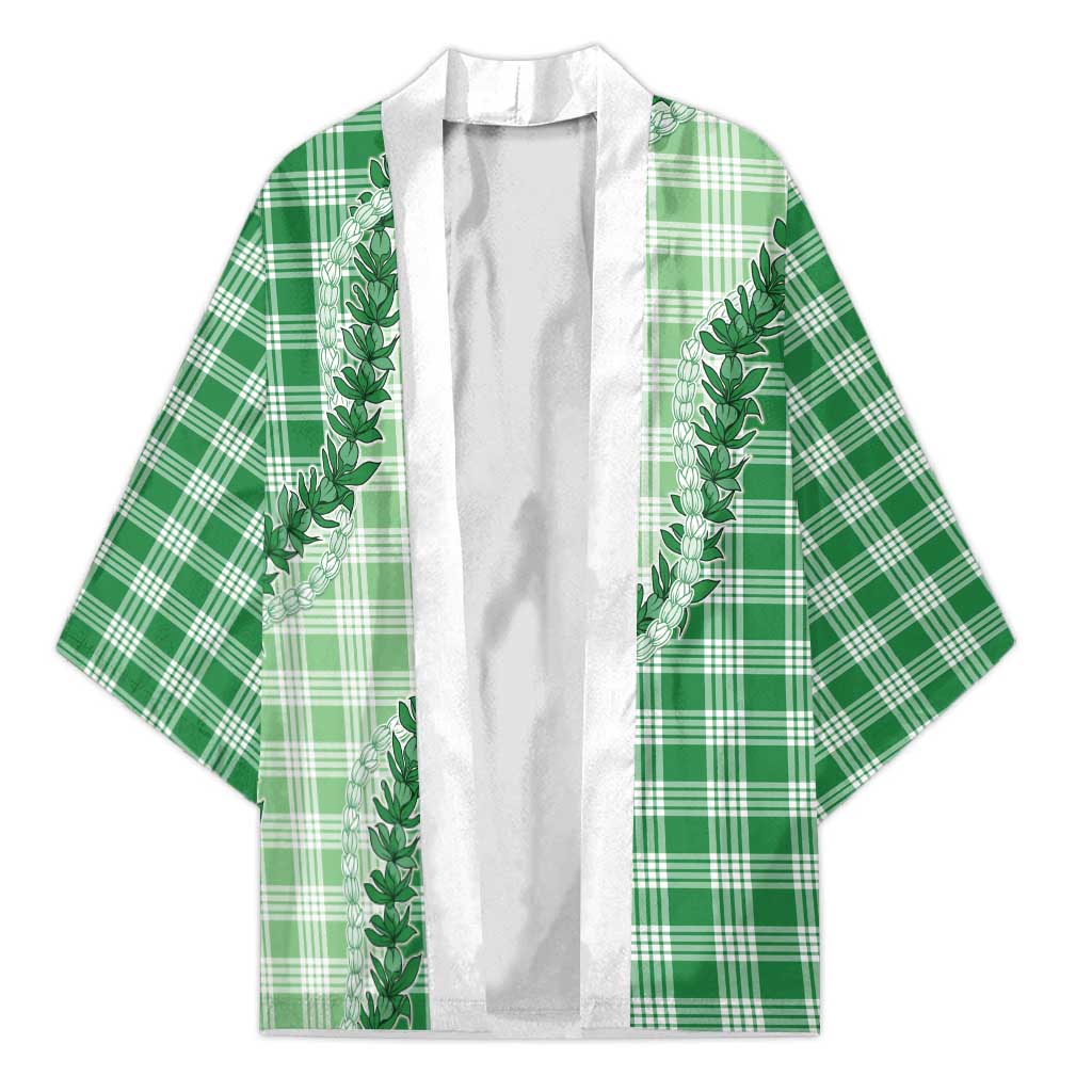 Green Hawaii Palaka Kimono Hawaiian Pikake Lei