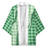 Green Hawaii Palaka Kimono Hawaiian Pikake Lei