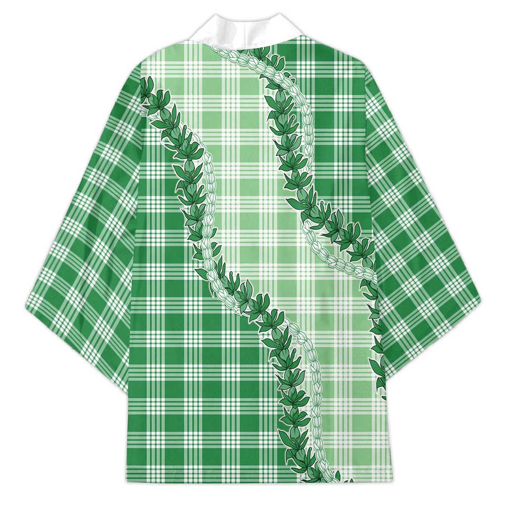 Green Hawaii Palaka Kimono Hawaiian Pikake Lei