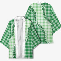 Green Hawaii Palaka Kimono Hawaiian Pikake Lei