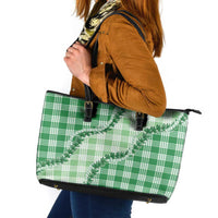 Green Hawaii Palaka Leather Tote Bag Hawaiian Pikake Lei LT05 Green - Polynesian Pride