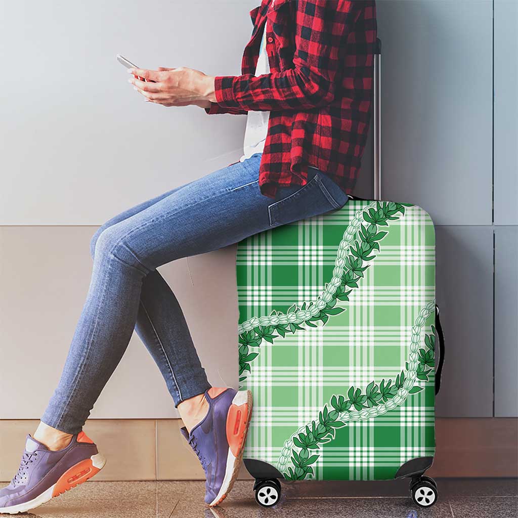 Green Hawaii Palaka Luggage Cover Hawaiian Pikake Lei LT05 - Polynesian Pride