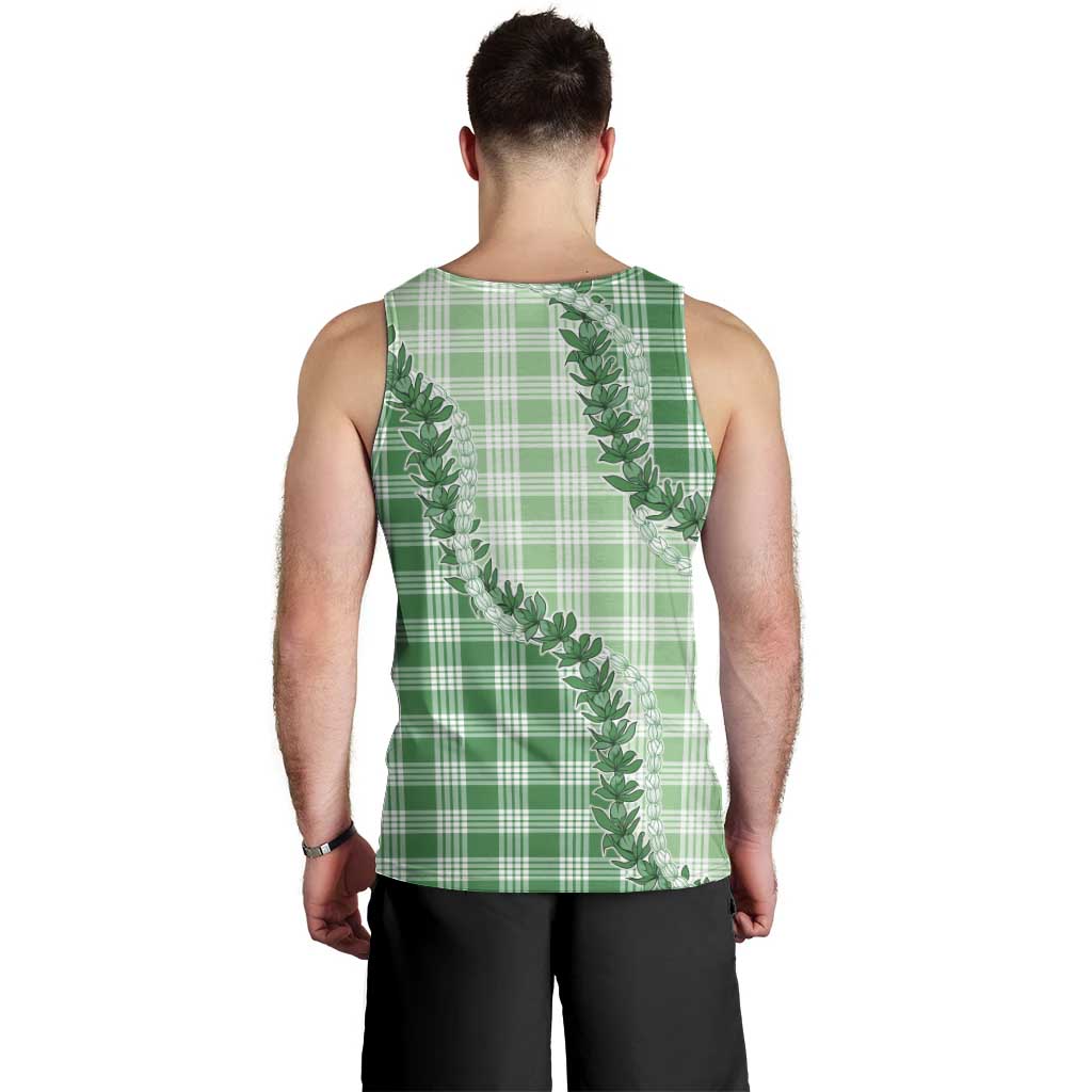 Green Hawaii Palaka Men Tank Top Hawaiian Pikake Lei LT05 - Polynesian Pride