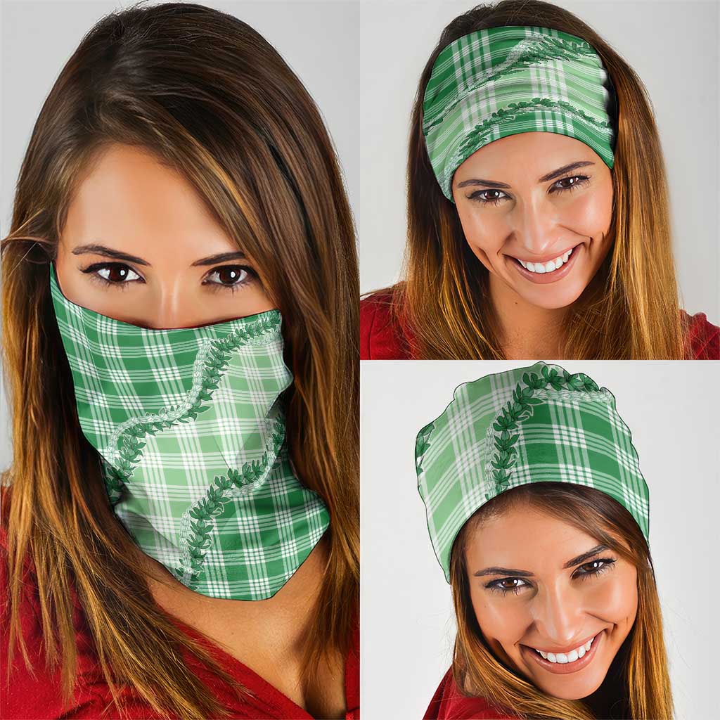 Green Hawaii Palaka Neck Gaiter Hawaiian Pikake Lei LT05 - Polynesian Pride