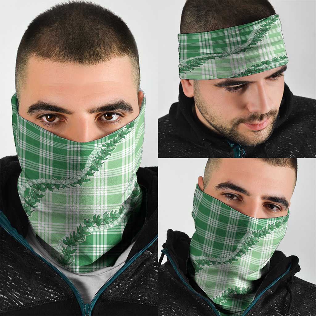 Green Hawaii Palaka Neck Gaiter Hawaiian Pikake Lei LT05 - Polynesian Pride