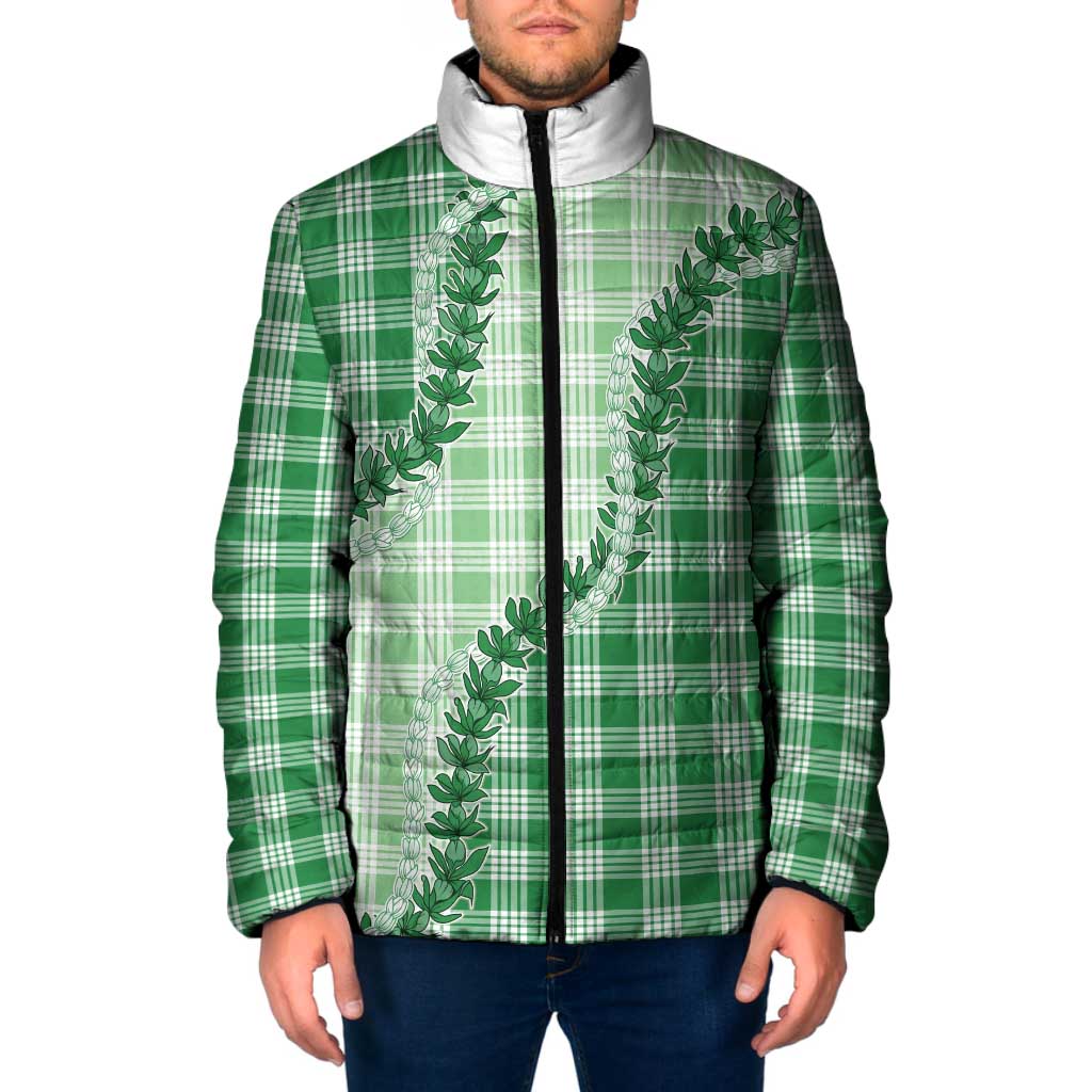 Green Hawaii Palaka Padded Jacket Hawaiian Pikake Lei LT05 Men Green - Polynesian Pride
