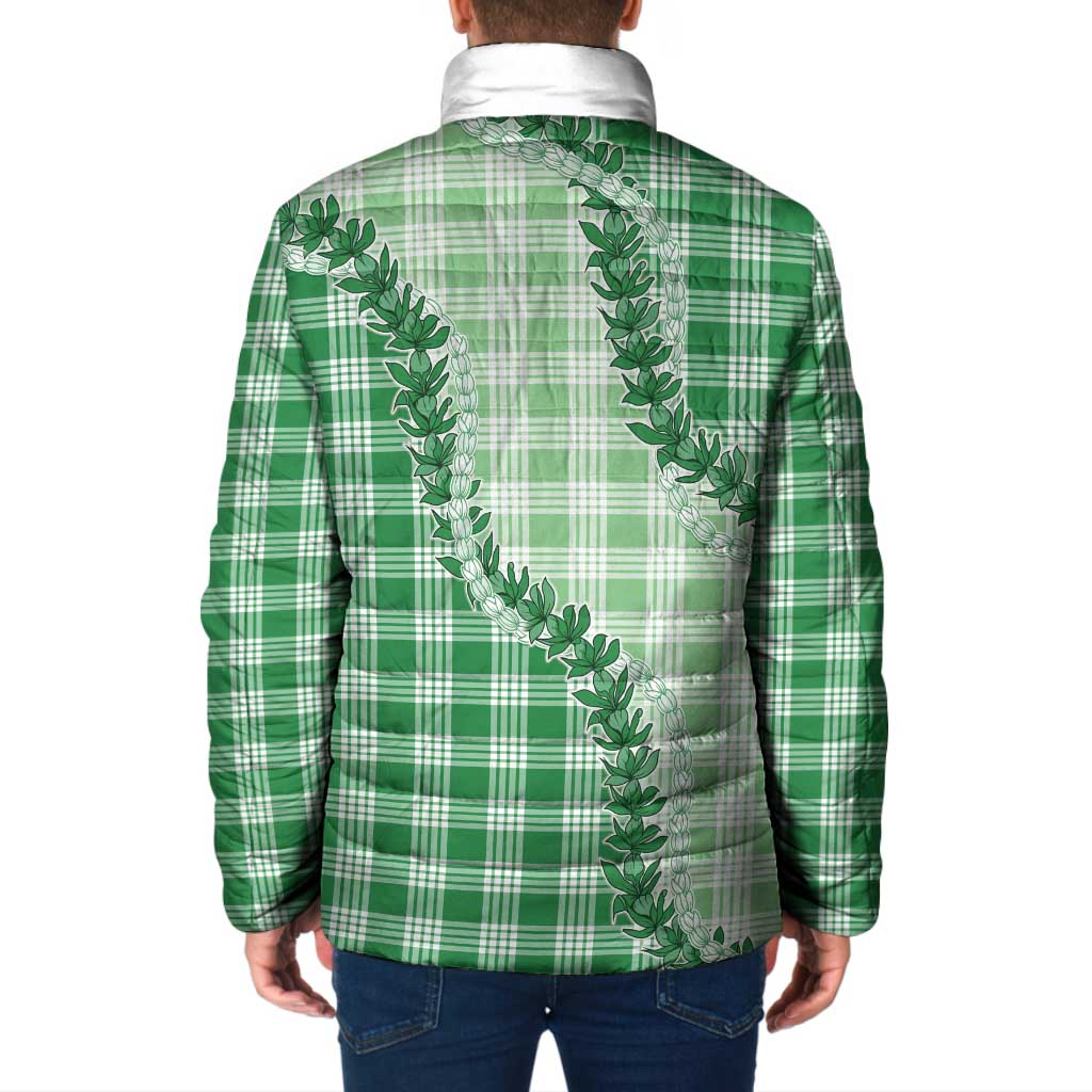 Green Hawaii Palaka Padded Jacket Hawaiian Pikake Lei LT05 - Polynesian Pride