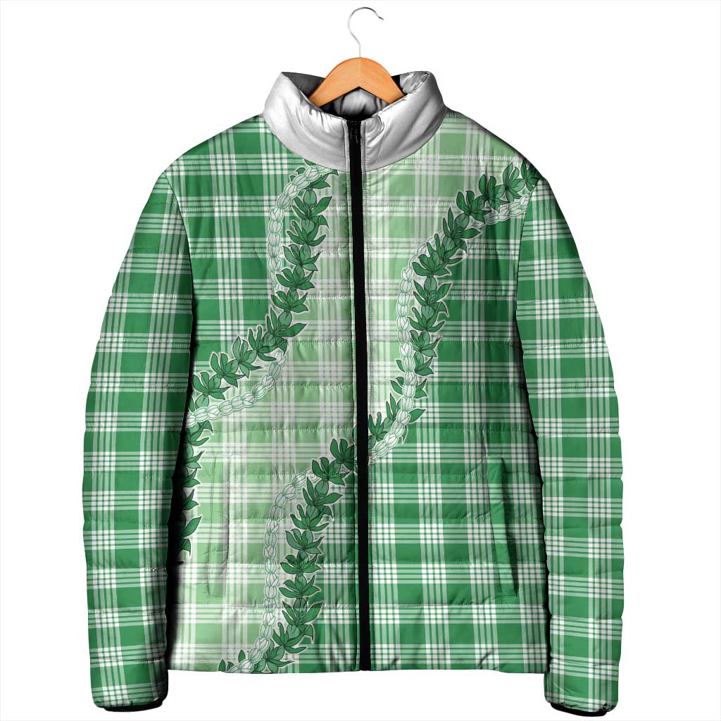 Green Hawaii Palaka Padded Jacket Hawaiian Pikake Lei LT05 - Polynesian Pride