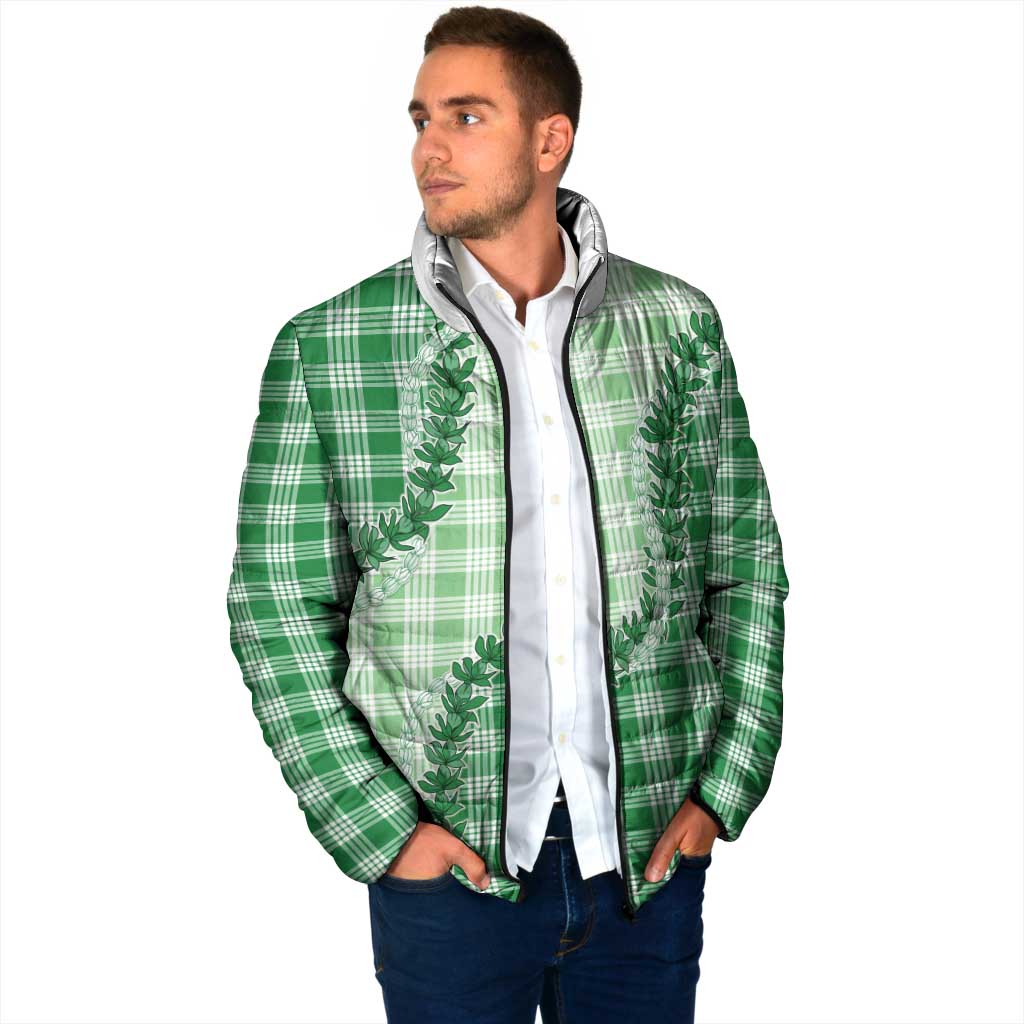 Green Hawaii Palaka Padded Jacket Hawaiian Pikake Lei LT05 - Polynesian Pride