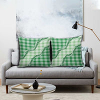 Green Hawaii Palaka Pillow Cover Hawaiian Pikake Lei
