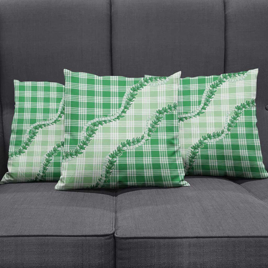 Green Hawaii Palaka Pillow Cover Hawaiian Pikake Lei
