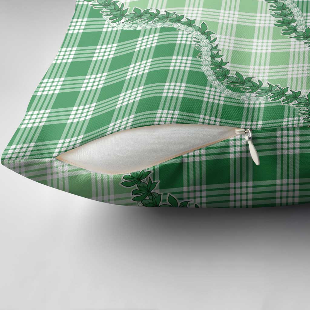 Green Hawaii Palaka Pillow Cover Hawaiian Pikake Lei