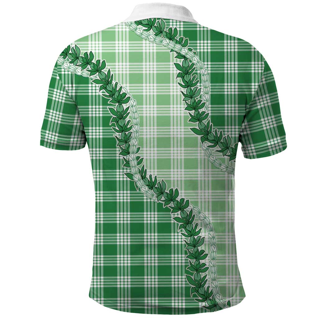 Green Hawaii Palaka Polo Shirt Hawaiian Pikake Lei LT05 - Polynesian Pride