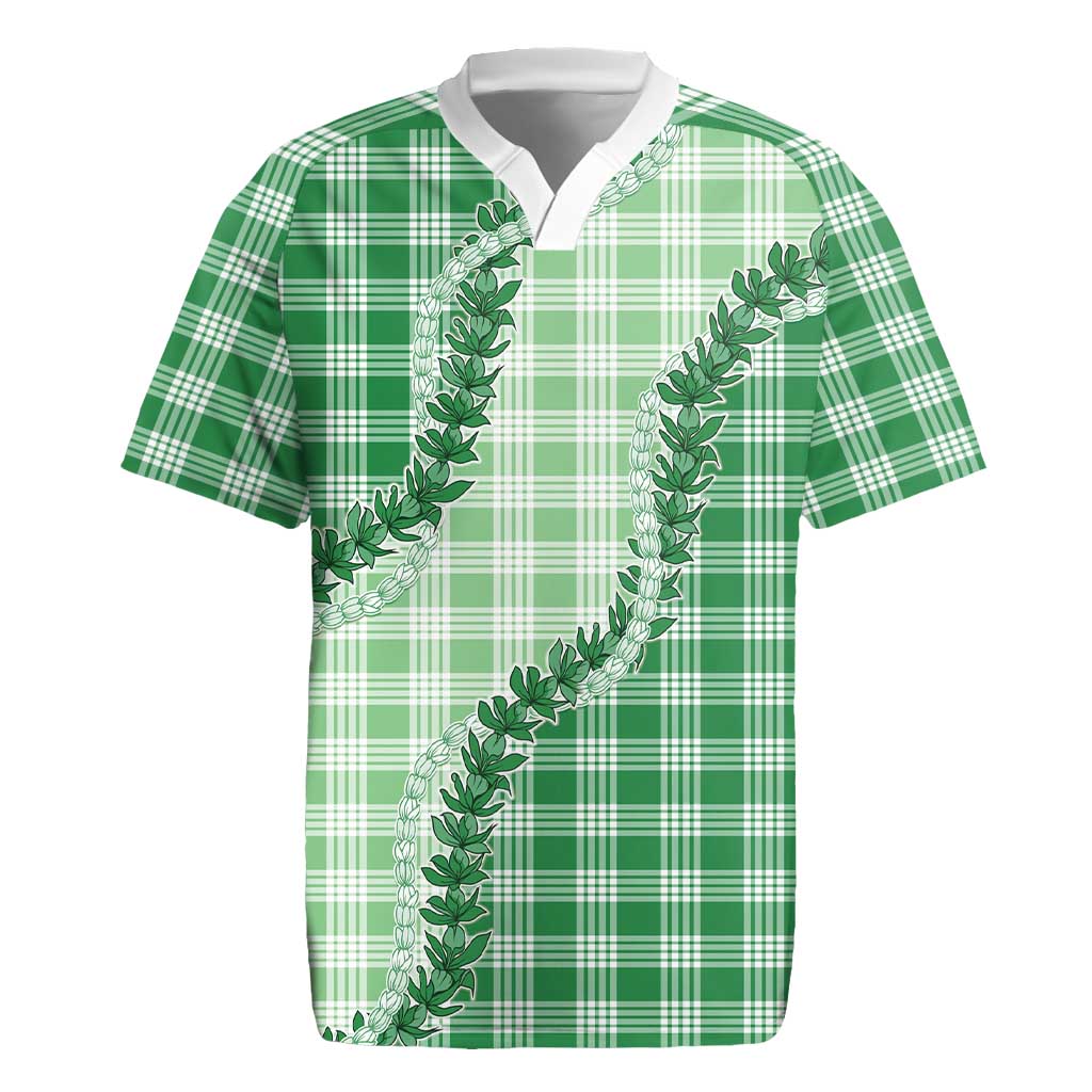 Green Hawaii Palaka Rugby Jersey Hawaiian Pikake Lei LT05 Green - Polynesian Pride