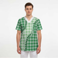 Green Hawaii Palaka Scrub Top Hawaiian Pikake Lei LT05 - Polynesian Pride