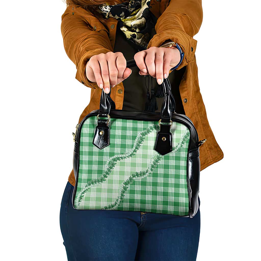 Green Hawaii Palaka Shoulder Handbag Hawaiian Pikake Lei LT05 One Size Green - Polynesian Pride