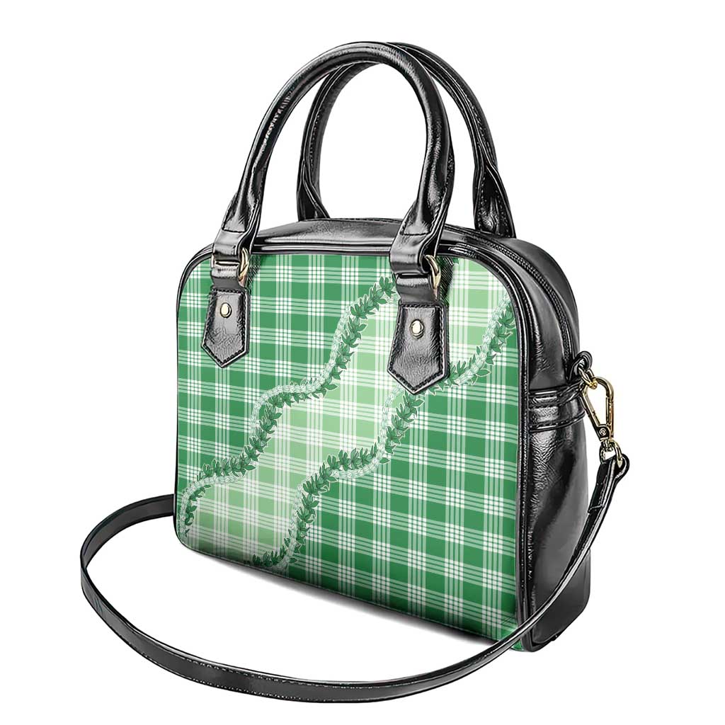 Green Hawaii Palaka Shoulder Handbag Hawaiian Pikake Lei LT05 - Polynesian Pride