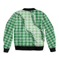 Green Hawaii Palaka Sleeve Zip Bomber Jacket Hawaiian Pikake Lei LT05 - Polynesian Pride
