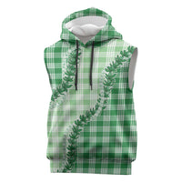 Green Hawaii Palaka Sleeveless Hoodie Hawaiian Pikake Lei LT05 Green - Polynesian Pride