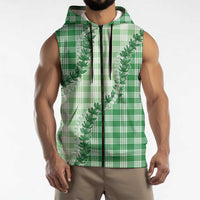 Green Hawaii Palaka Sleeveless Zip Hoodie Hawaiian Pikake Lei LT05 - Polynesian Pride