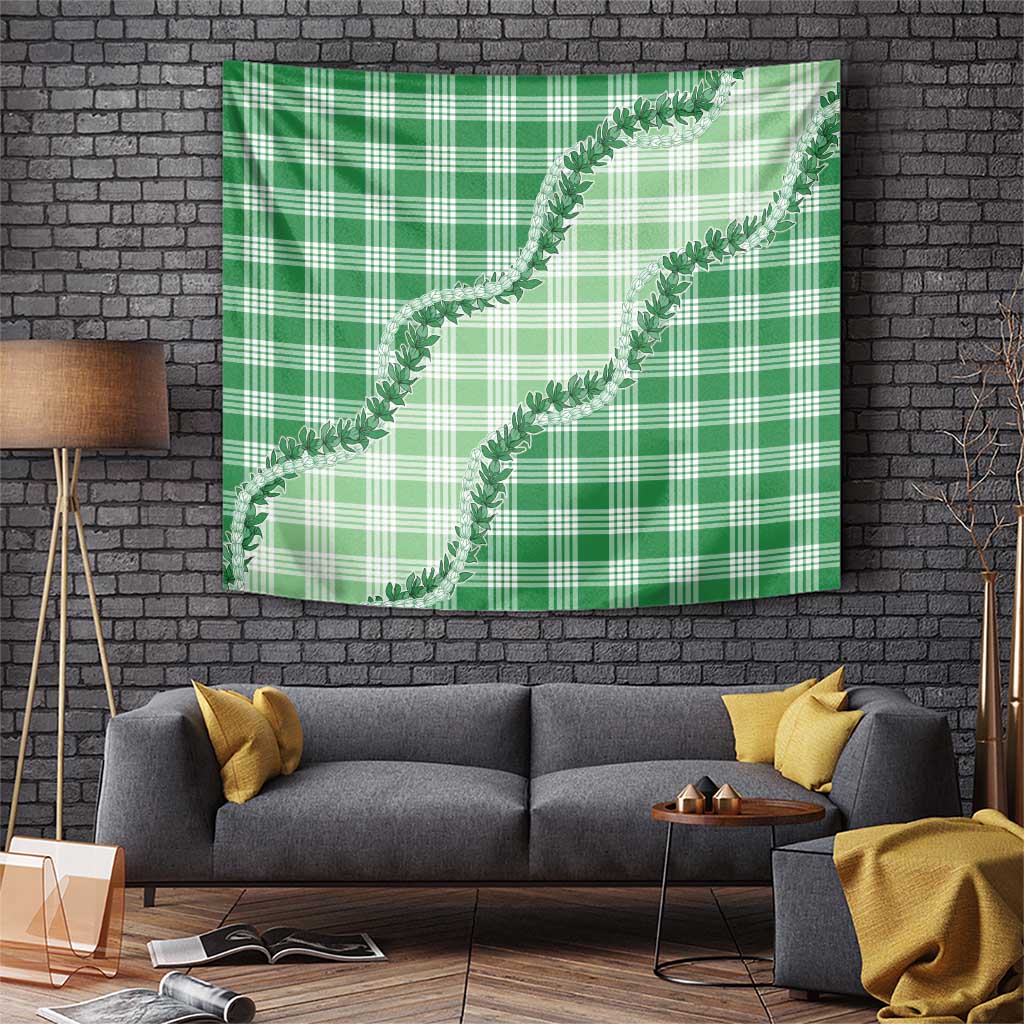 Green Hawaii Palaka Tapestry Hawaiian Pikake Lei LT05 Green - Polynesian Pride