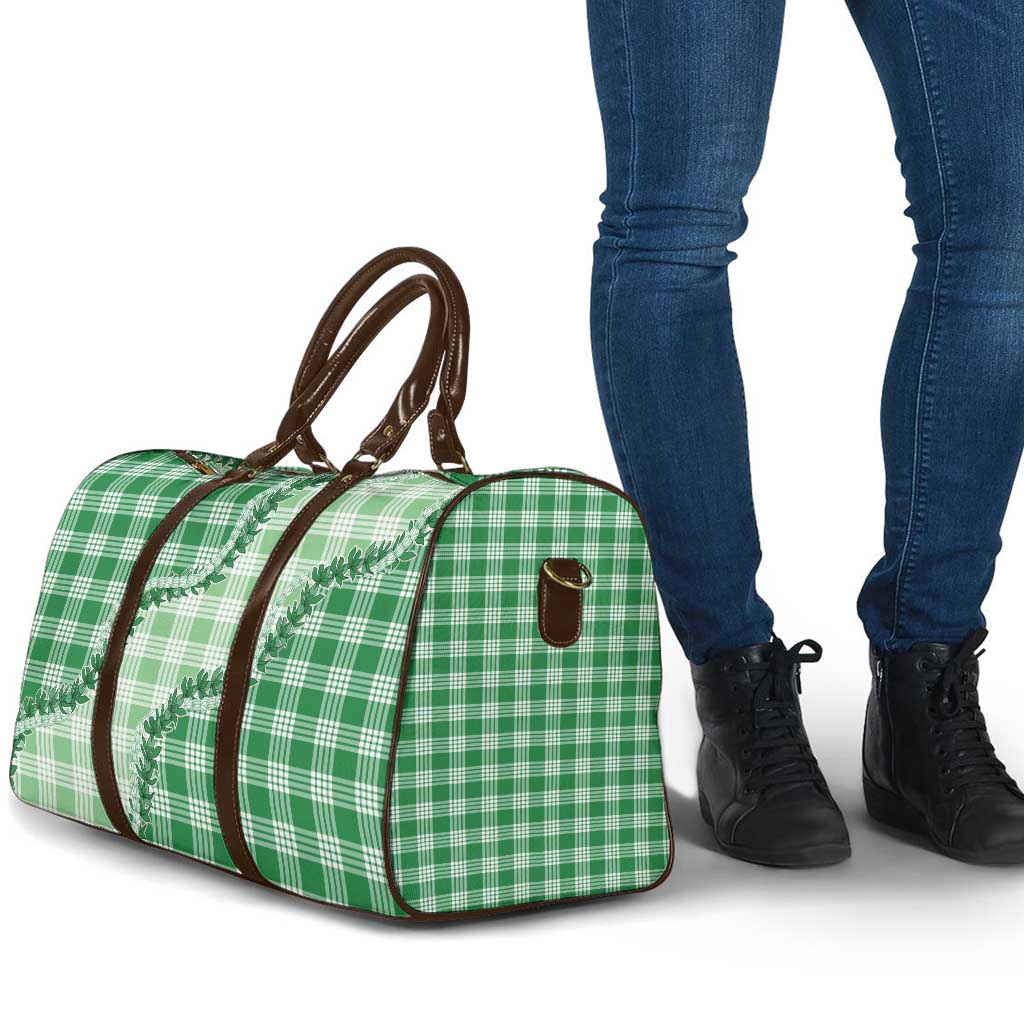 Green Hawaii Palaka Travel Bag Hawaiian Pikake Lei