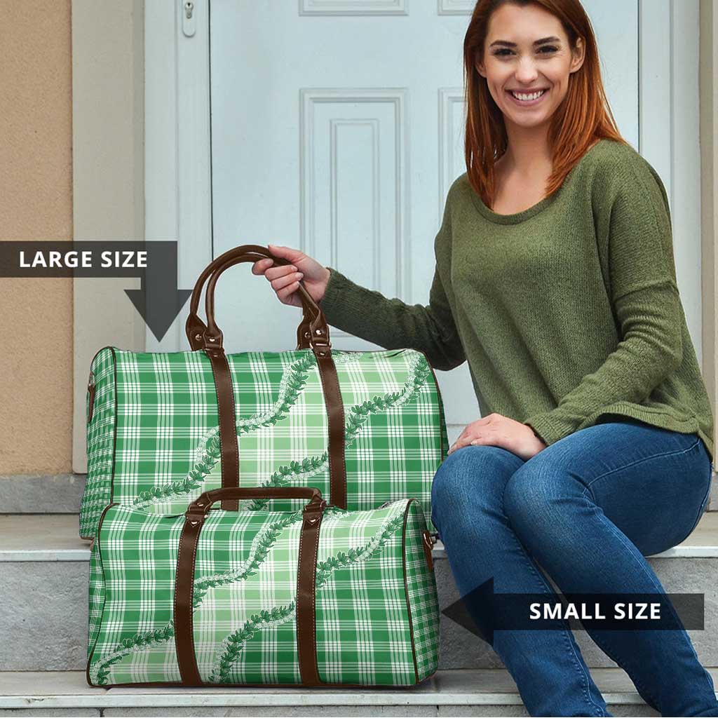 Green Hawaii Palaka Travel Bag Hawaiian Pikake Lei