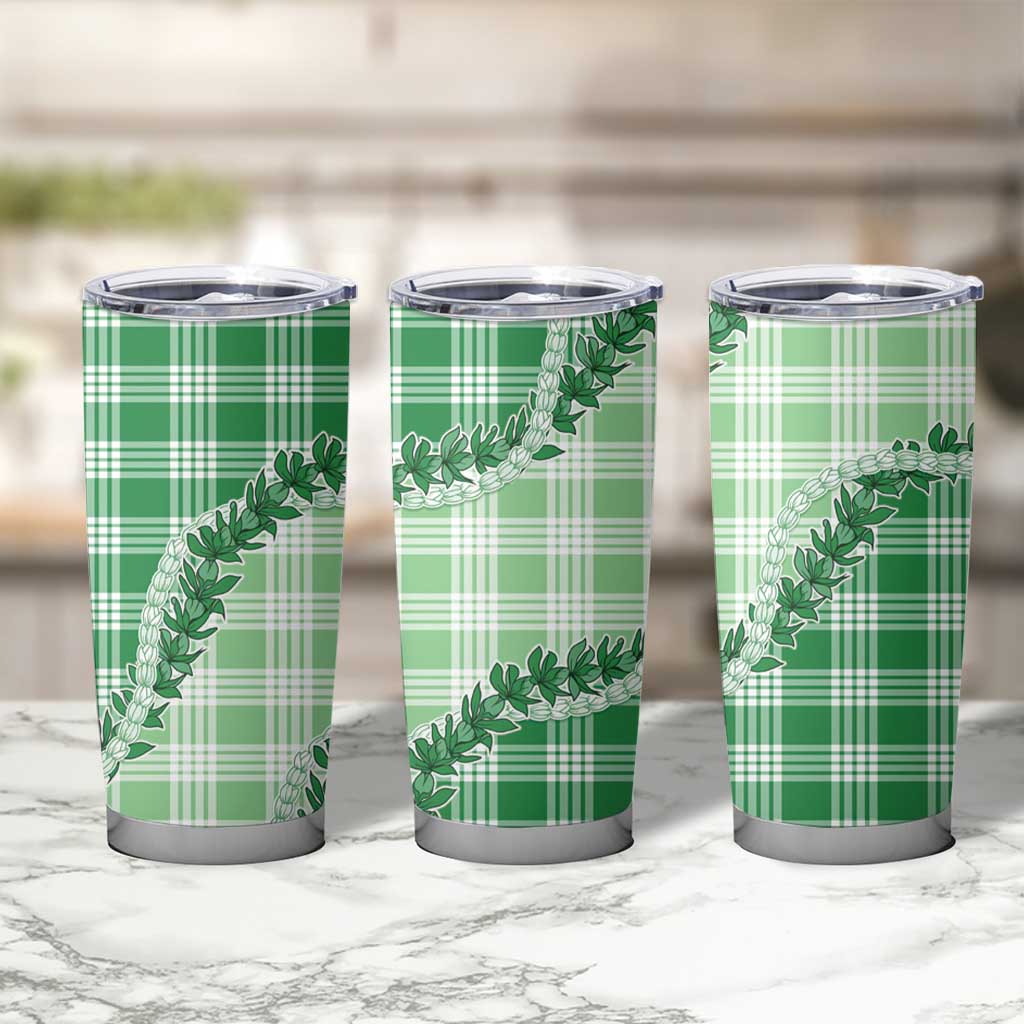 Green Hawaii Palaka Tumbler Cup Hawaiian Pikake Lei LT05 - Polynesian Pride