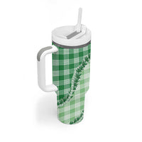Green Hawaii Palaka Tumbler With Handle Hawaiian Pikake Lei LT05 - Polynesian Pride