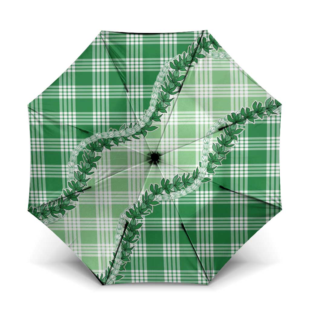 Green Hawaii Palaka Umbrella Hawaiian Pikake Lei LT05 One Size Folded 11.42 inch Opened Diameter 37.4 inch Green - Polynesian Pride