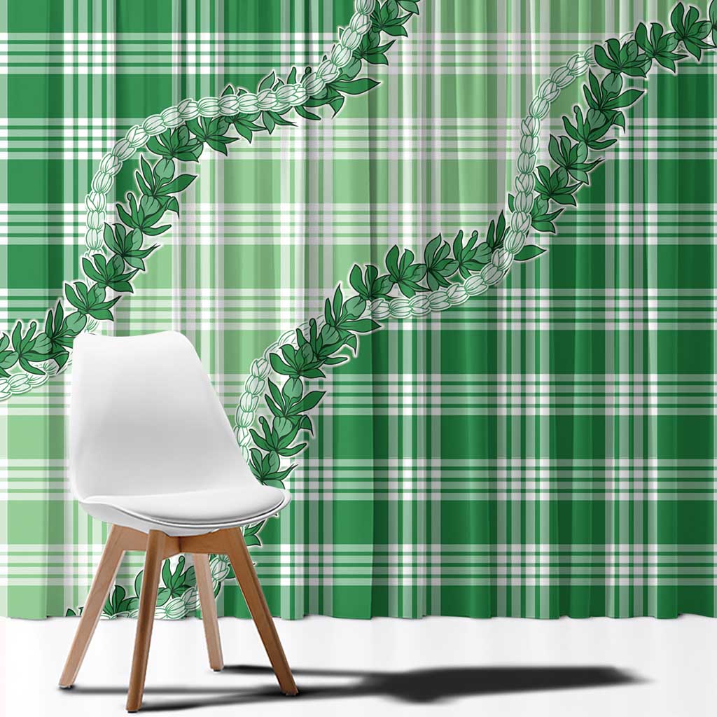 Green Hawaii Palaka Window Curtain Hawaiian Pikake Lei LT05 - Polynesian Pride